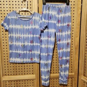 Xoxo Purple With Colorful Stars Girls Size 8 Pajamas Short Sleeve Top Soft pj